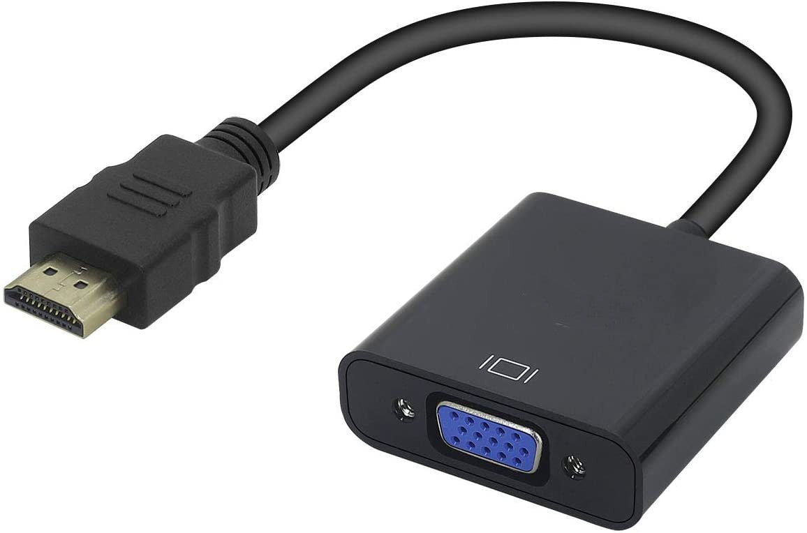 HDMI to VGA, Gold-Plated HDMI to VGA Adapter (Male to Female)- Black