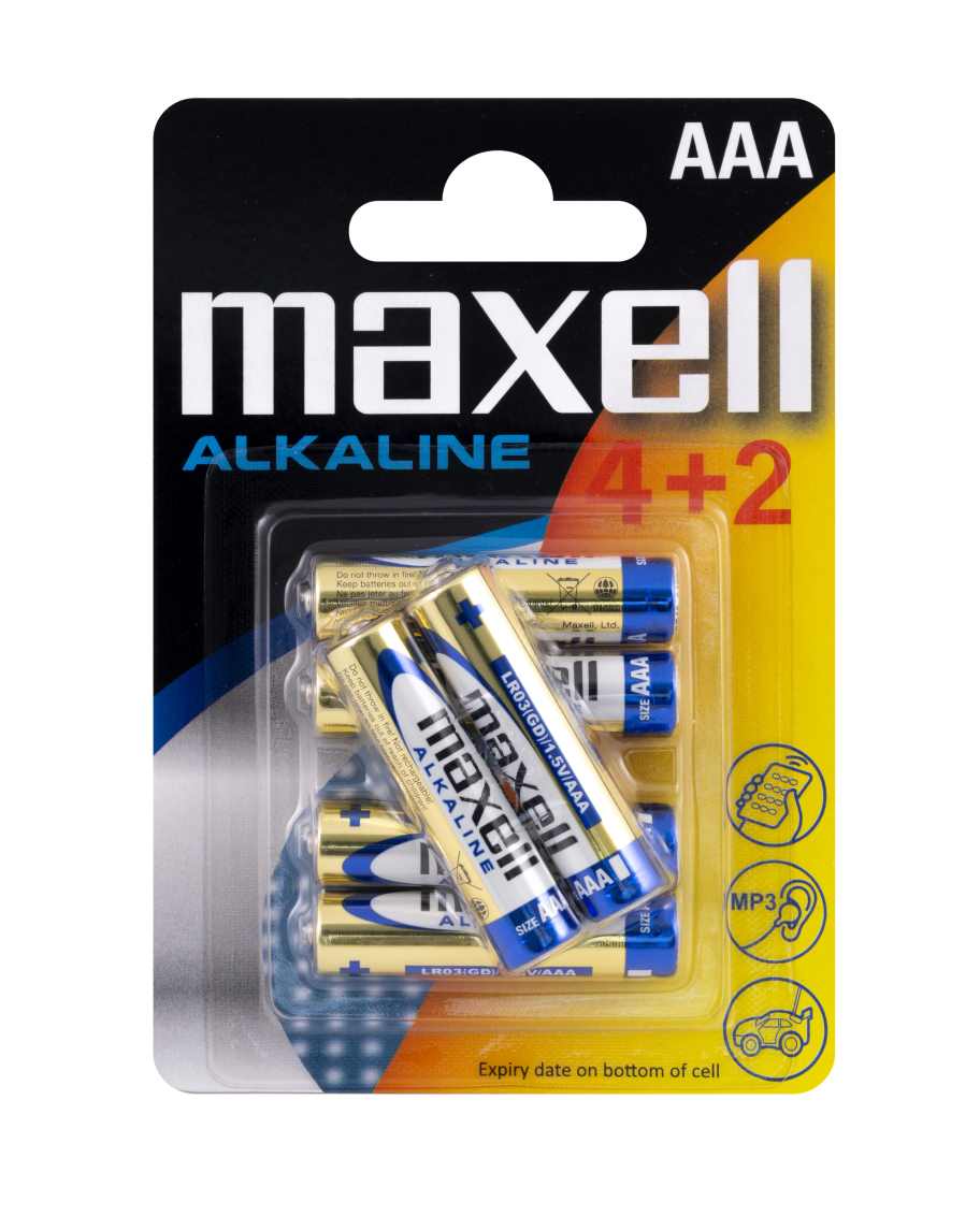 12 packs Maxell LR 03 AAA Blister 4+2 per pack