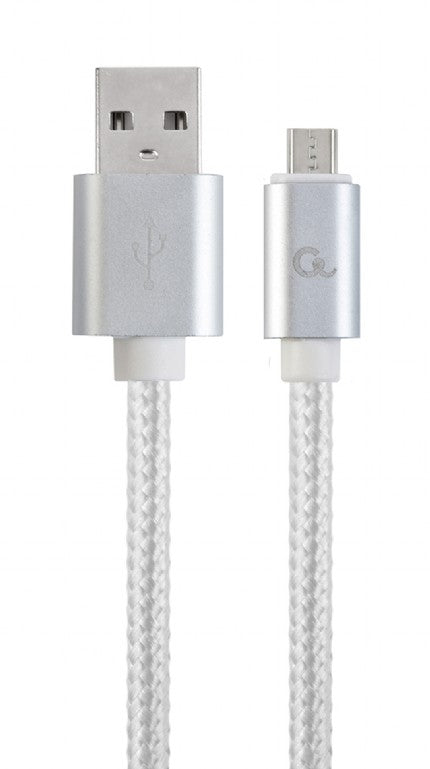 Gembird Cotton braided Micro-USB with metal connectors 1.8m silver