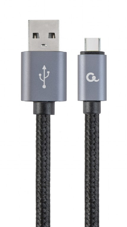 Gembird Cotton braided Type-C USB Cable with metal connectors 1.8m black